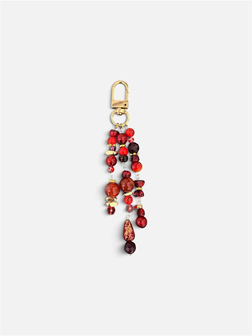 Beaded Red Tassel Keychain Charm